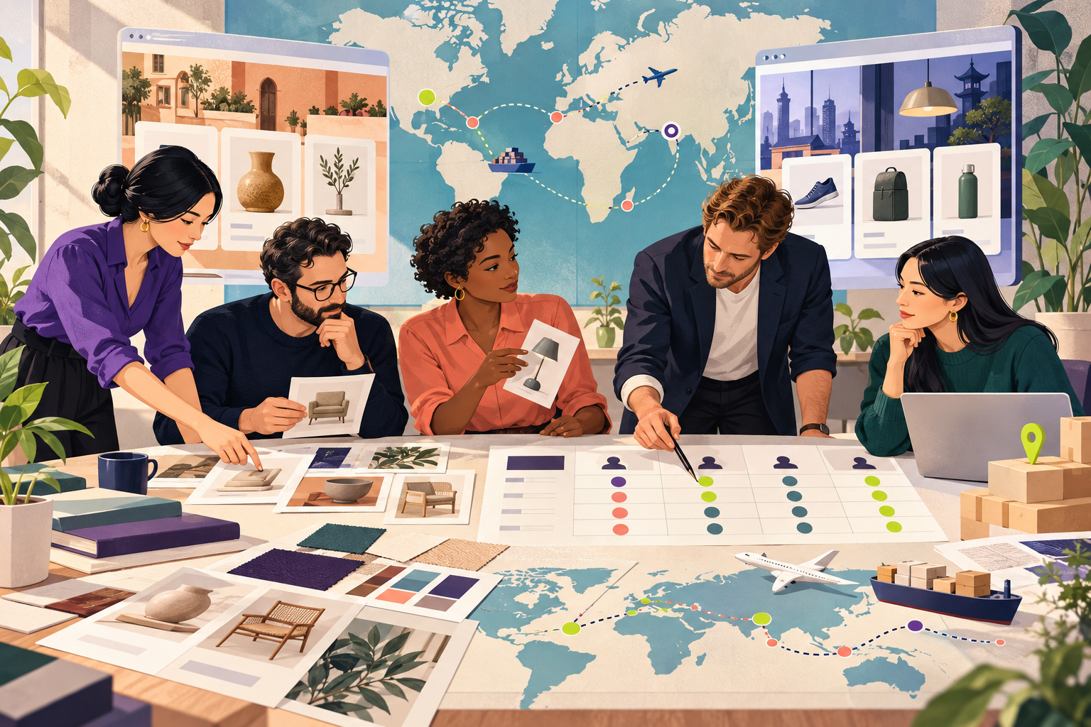International ecommerce team mapping country storefront responsibilities on a planning board